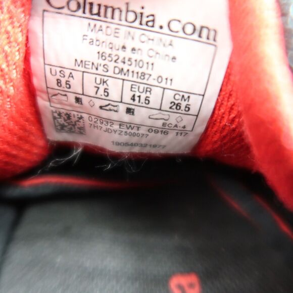 Columbia Shoes Mens 8.5 Athletic Hiking Outdoor Sport Active Omni Tech Black Red - Picture 13 of 15